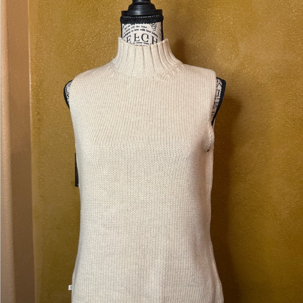 Ralph Lauren Cream Sleeveless Turtleneck Sweater